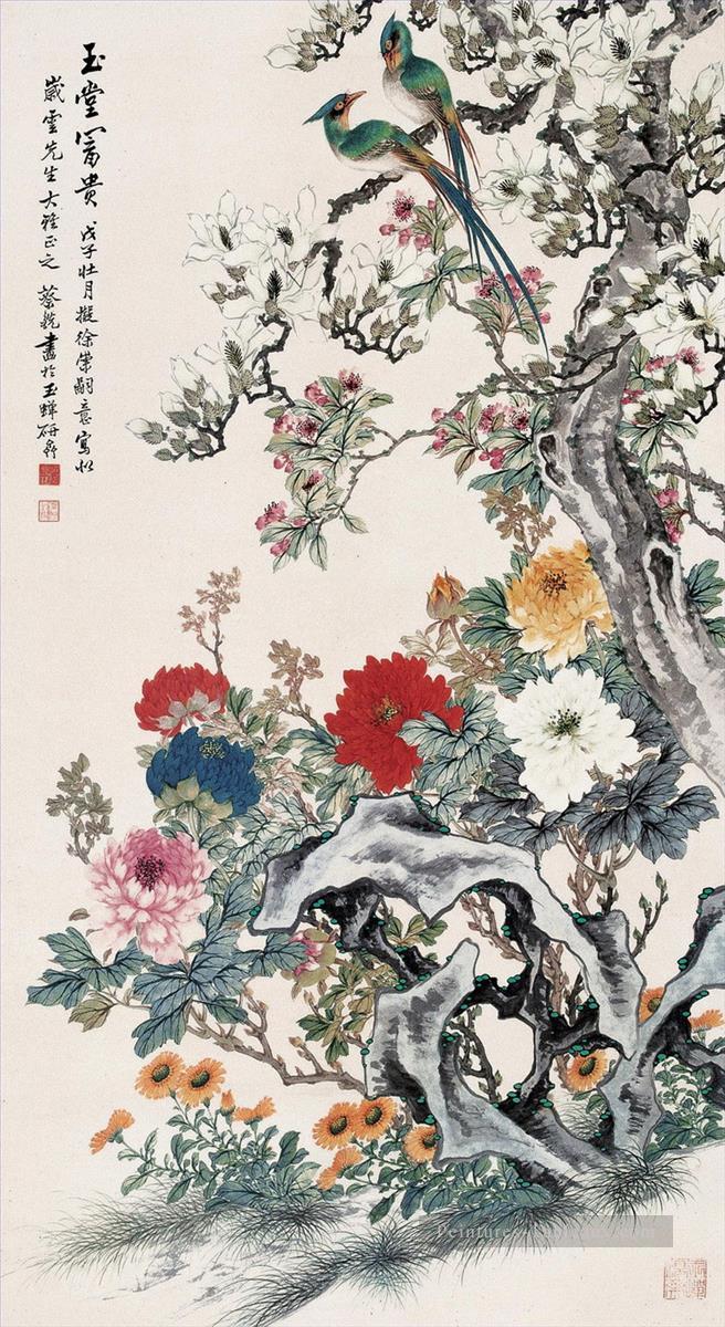 Caixian affluence oiseaux et fleurs 1898 chinois traditionnel Peintures à l'huile